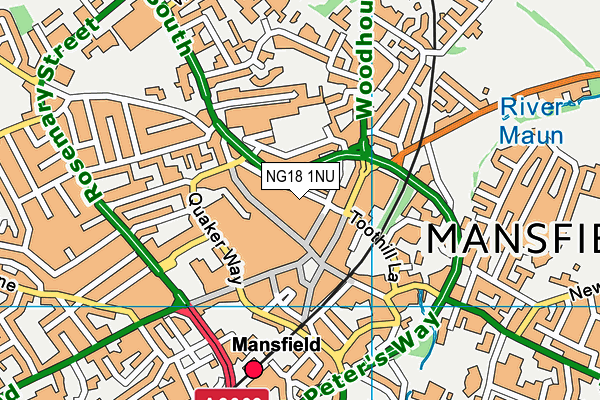 NG18 1NU map - OS VectorMap District (Ordnance Survey) NG18 1NU map - OS VectorMap District (Ordnance Survey)