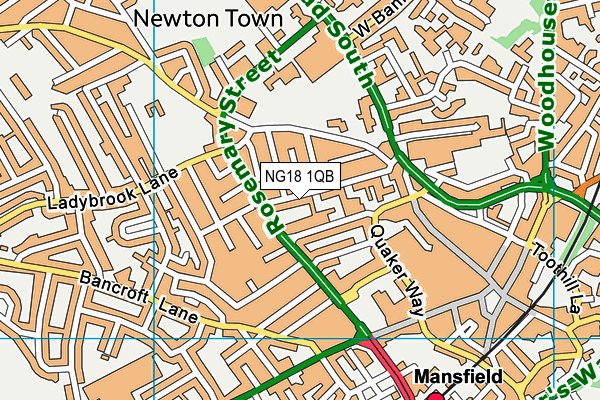 NG18 1QB map - OS VectorMap District (Ordnance Survey) NG18 1QB map - OS VectorMap District (Ordnance Survey)