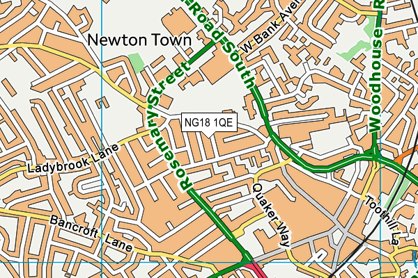 NG18 1QE map - OS VectorMap District (Ordnance Survey) NG18 1QE map - OS VectorMap District (Ordnance Survey)