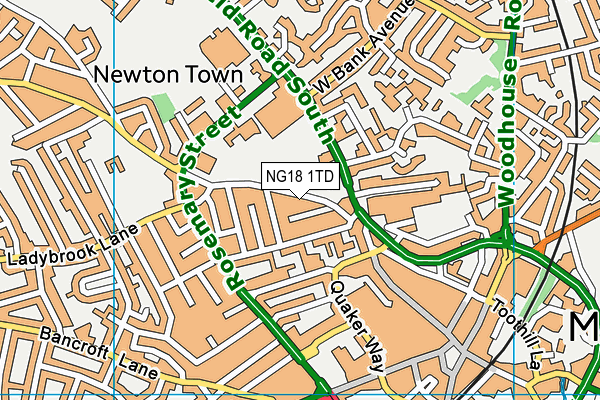 NG18 1TD map - OS VectorMap District (Ordnance Survey)