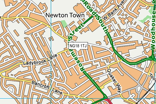 NG18 1TJ map - OS VectorMap District (Ordnance Survey) NG18 1TJ map - OS VectorMap District (Ordnance Survey)