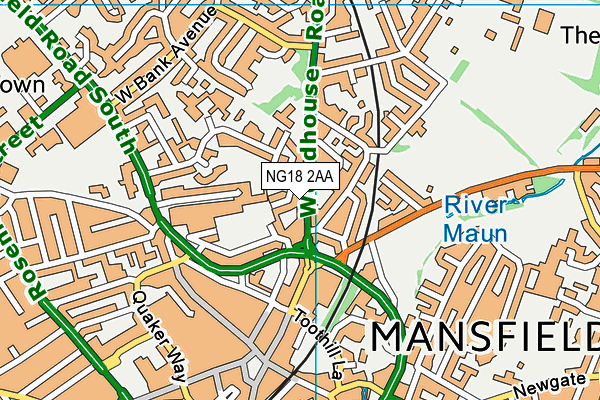 NG18 2AA map - OS VectorMap District (Ordnance Survey) NG18 2AA map - OS VectorMap District (Ordnance Survey)
