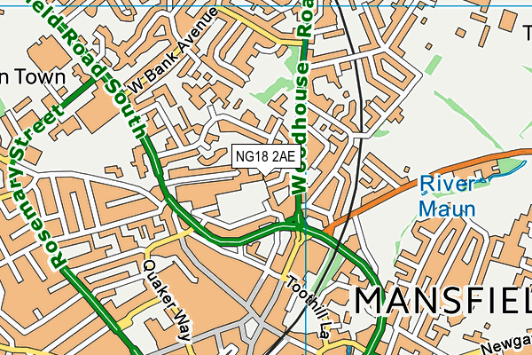 NG18 2AE map - OS VectorMap District (Ordnance Survey) NG18 2AE map - OS VectorMap District (Ordnance Survey)