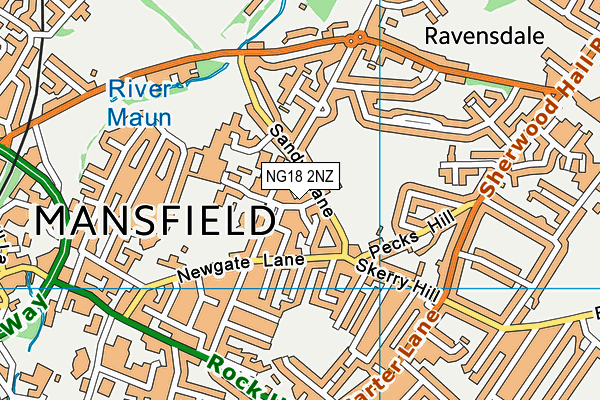 NG18 2NZ map - OS VectorMap District (Ordnance Survey) NG18 2NZ map - OS VectorMap District (Ordnance Survey)