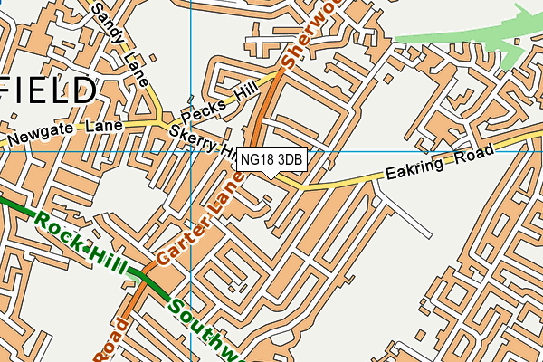 NG18 3DB map - OS VectorMap District (Ordnance Survey) NG18 3DB map - OS VectorMap District (Ordnance Survey)