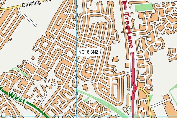 NG18 3NZ map - OS VectorMap District (Ordnance Survey) NG18 3NZ map - OS VectorMap District (Ordnance Survey)