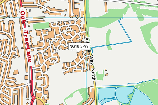 NG18 3PW map - OS VectorMap District (Ordnance Survey) NG18 3PW map - OS VectorMap District (Ordnance Survey)