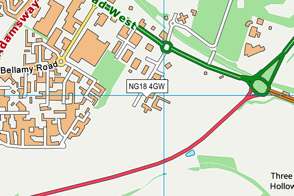 NG18 4GW map - OS VectorMap District (Ordnance Survey) NG18 4GW map - OS VectorMap District (Ordnance Survey)