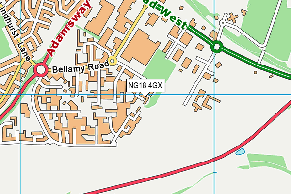 NG18 4GX map - OS VectorMap District (Ordnance Survey) NG18 4GX map - OS VectorMap District (Ordnance Survey)