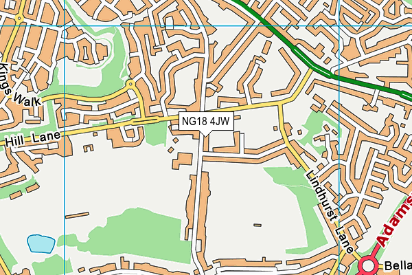 NG18 4JW map - OS VectorMap District (Ordnance Survey)