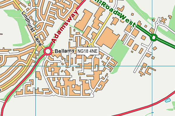NG18 4NE map - OS VectorMap District (Ordnance Survey) NG18 4NE map - OS VectorMap District (Ordnance Survey)