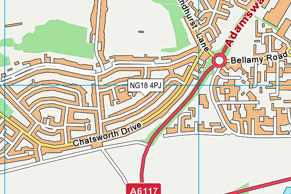 NG18 4PJ map - OS VectorMap District (Ordnance Survey) NG18 4PJ map - OS VectorMap District (Ordnance Survey)