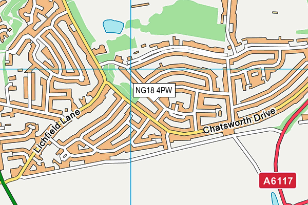 NG18 4PW map - OS VectorMap District (Ordnance Survey) NG18 4PW map - OS VectorMap District (Ordnance Survey)