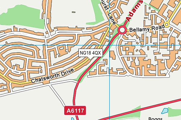 NG18 4QX map - OS VectorMap District (Ordnance Survey) NG18 4QX map - OS VectorMap District (Ordnance Survey)