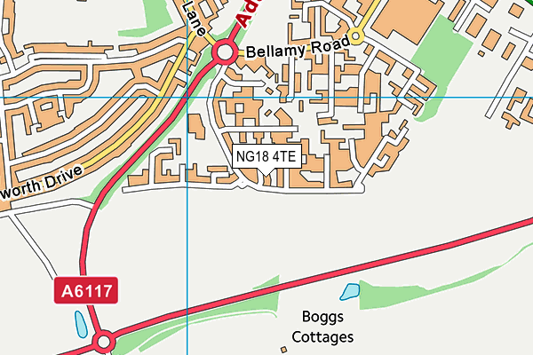 NG18 4TE map - OS VectorMap District (Ordnance Survey) NG18 4TE map - OS VectorMap District (Ordnance Survey)