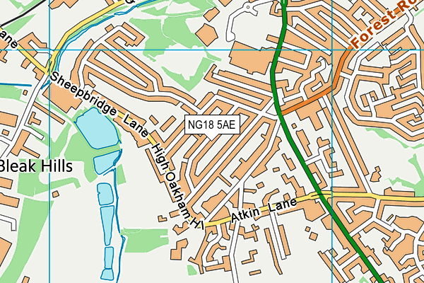 NG18 5AE map - OS VectorMap District (Ordnance Survey) NG18 5AE map - OS VectorMap District (Ordnance Survey)