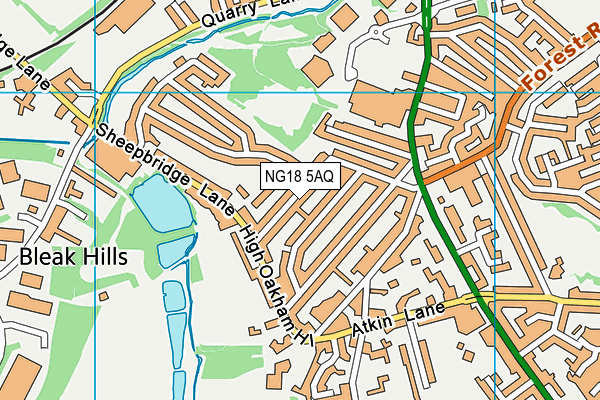 NG18 5AQ map - OS VectorMap District (Ordnance Survey)