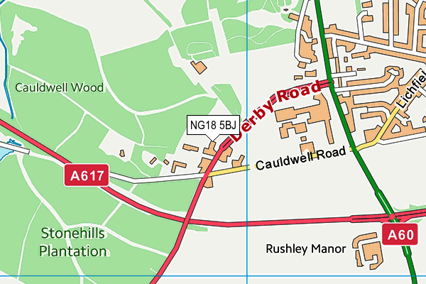 NG18 5BJ map - OS VectorMap District (Ordnance Survey) NG18 5BJ map - OS VectorMap District (Ordnance Survey)