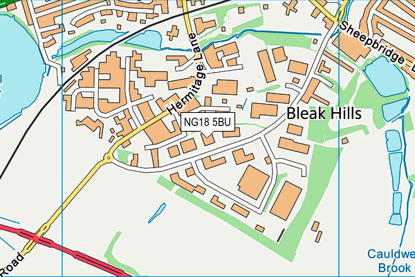NG18 5BU map - OS VectorMap District (Ordnance Survey) NG18 5BU map - OS VectorMap District (Ordnance Survey)