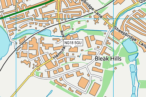 NG18 5GU map - OS VectorMap District (Ordnance Survey) NG18 5GU map - OS VectorMap District (Ordnance Survey)