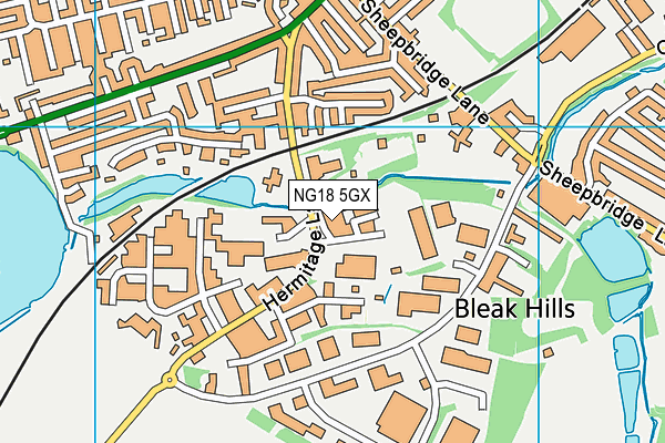 NG18 5GX map - OS VectorMap District (Ordnance Survey) NG18 5GX map - OS VectorMap District (Ordnance Survey)