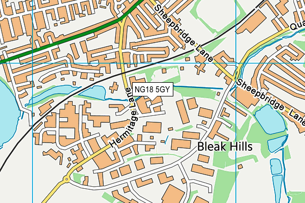 NG18 5GY map - OS VectorMap District (Ordnance Survey) NG18 5GY map - OS VectorMap District (Ordnance Survey)