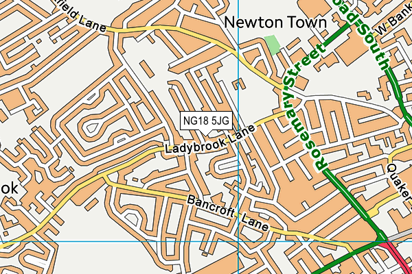 NG18 5JG map - OS VectorMap District (Ordnance Survey)