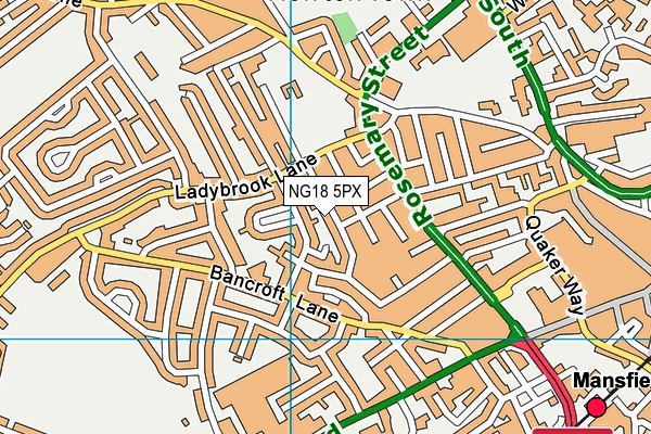 NG18 5PX map - OS VectorMap District (Ordnance Survey) NG18 5PX map - OS VectorMap District (Ordnance Survey)