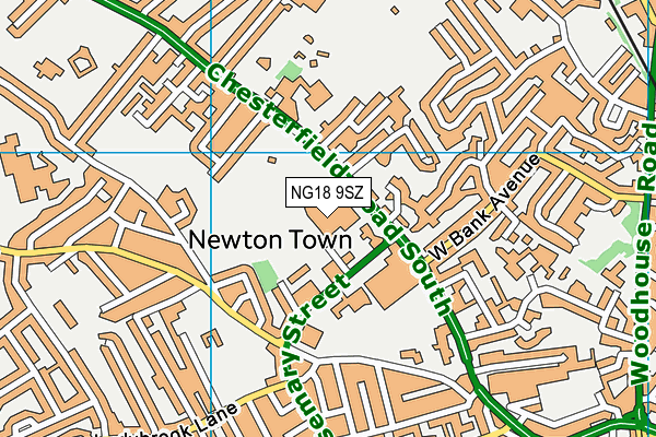 NG18 9SZ map - OS VectorMap District (Ordnance Survey) NG18 9SZ map - OS VectorMap District (Ordnance Survey)