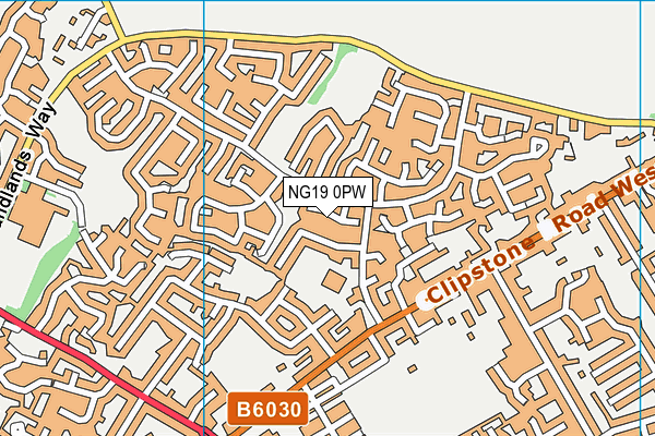 NG19 0PW map - OS VectorMap District (Ordnance Survey) NG19 0PW map - OS VectorMap District (Ordnance Survey)
