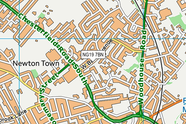 NG19 7BN map - OS VectorMap District (Ordnance Survey) NG19 7BN map - OS VectorMap District (Ordnance Survey)