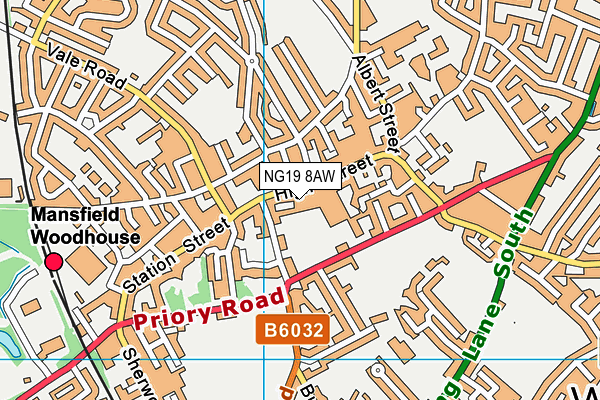 NG19 8AW map - OS VectorMap District (Ordnance Survey)