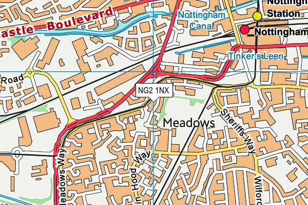 NG2 1NX map - OS VectorMap District (Ordnance Survey) NG2 1NX map - OS VectorMap District (Ordnance Survey)