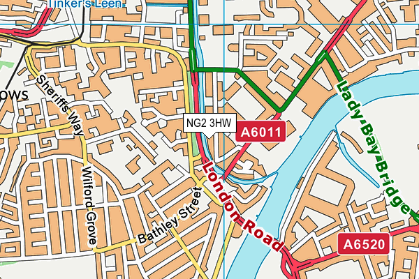 NG2 3HW map - OS VectorMap District (Ordnance Survey)