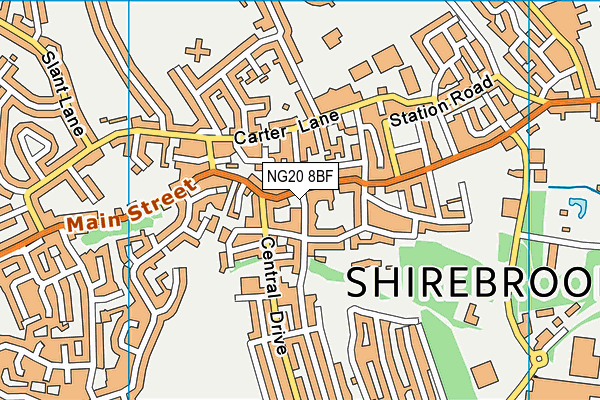 NG20 8BF map - OS VectorMap District (Ordnance Survey) NG20 8BF map - OS VectorMap District (Ordnance Survey)