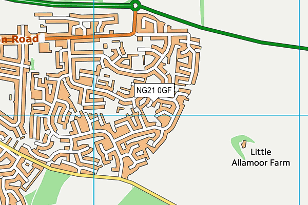 NG21 0GF map - OS VectorMap District (Ordnance Survey) NG21 0GF map - OS VectorMap District (Ordnance Survey)