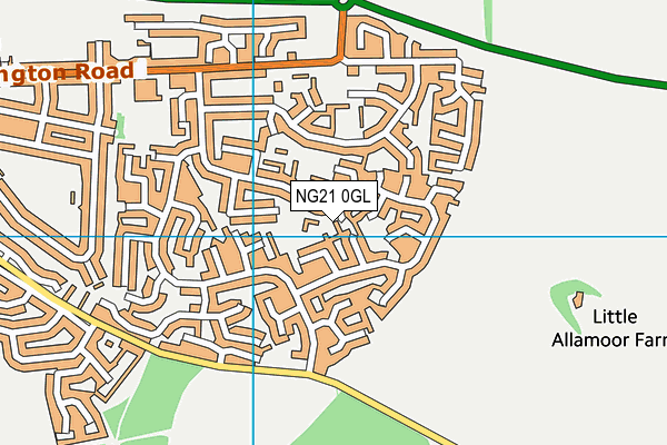 NG21 0GL map - OS VectorMap District (Ordnance Survey) NG21 0GL map - OS VectorMap District (Ordnance Survey)
