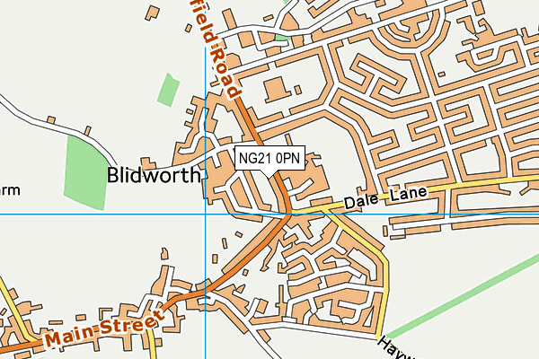 NG21 0PN map - OS VectorMap District (Ordnance Survey)