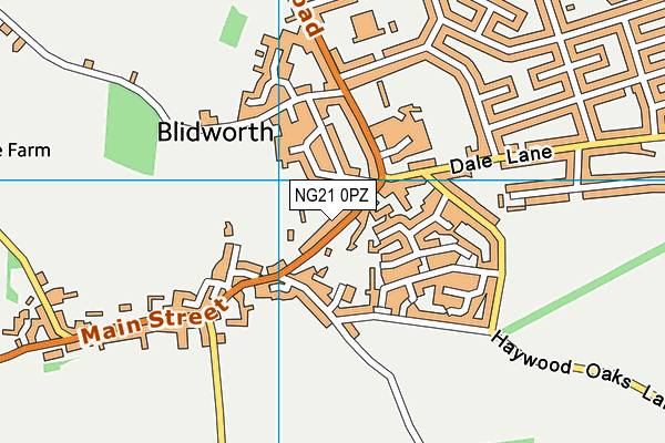 NG21 0PZ map - OS VectorMap District (Ordnance Survey) NG21 0PZ map - OS VectorMap District (Ordnance Survey)