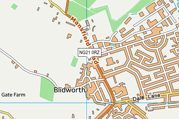 NG21 0RZ map - OS VectorMap District (Ordnance Survey) NG21 0RZ map - OS VectorMap District (Ordnance Survey)