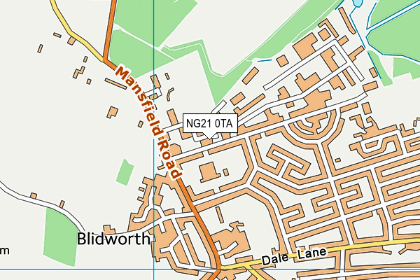 NG21 0TA map - OS VectorMap District (Ordnance Survey) NG21 0TA map - OS VectorMap District (Ordnance Survey)