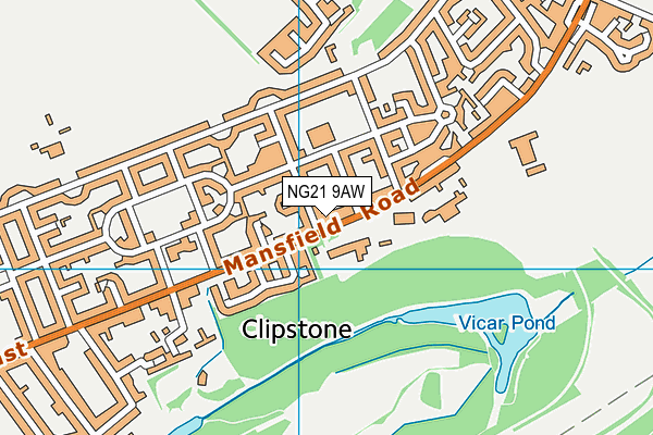 NG21 9AW map - OS VectorMap District (Ordnance Survey) NG21 9AW map - OS VectorMap District (Ordnance Survey)