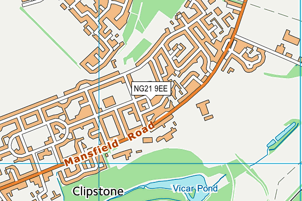 NG21 9EE map - OS VectorMap District (Ordnance Survey) NG21 9EE map - OS VectorMap District (Ordnance Survey)