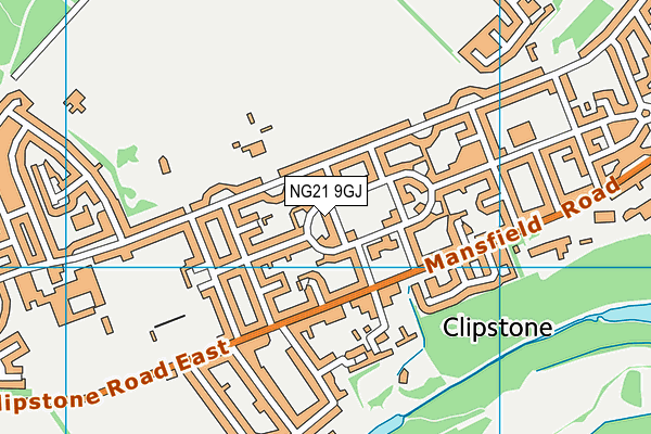 NG21 9GJ map - OS VectorMap District (Ordnance Survey) NG21 9GJ map - OS VectorMap District (Ordnance Survey)
