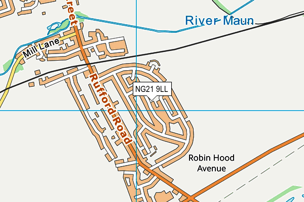 NG21 9LL map - OS VectorMap District (Ordnance Survey) NG21 9LL map - OS VectorMap District (Ordnance Survey)