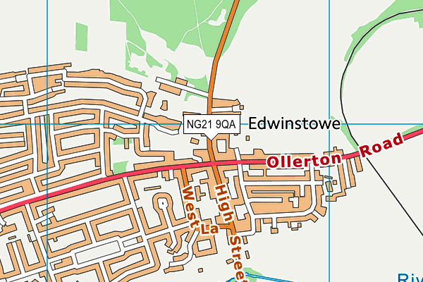 NG21 9QA map - OS VectorMap District (Ordnance Survey) NG21 9QA map - OS VectorMap District (Ordnance Survey)