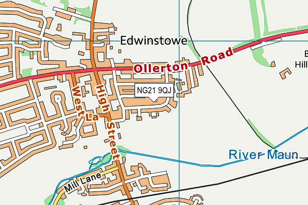 NG21 9QJ map - OS VectorMap District (Ordnance Survey) NG21 9QJ map - OS VectorMap District (Ordnance Survey)