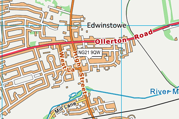 NG21 9QW map - OS VectorMap District (Ordnance Survey)