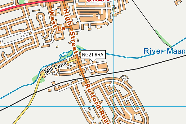 NG21 9RA map - OS VectorMap District (Ordnance Survey) NG21 9RA map - OS VectorMap District (Ordnance Survey)