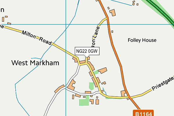 NG22 0GW map - OS VectorMap District (Ordnance Survey) NG22 0GW map - OS VectorMap District (Ordnance Survey)